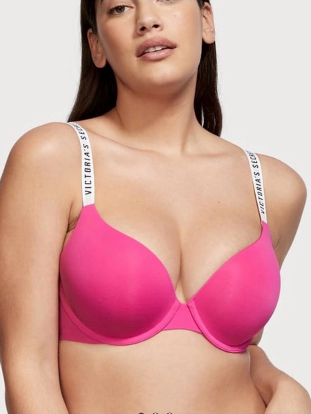 Victoria’s Secret T-shirt Lightly Lined Bra Bright Pink Full Coverage Logo 34B